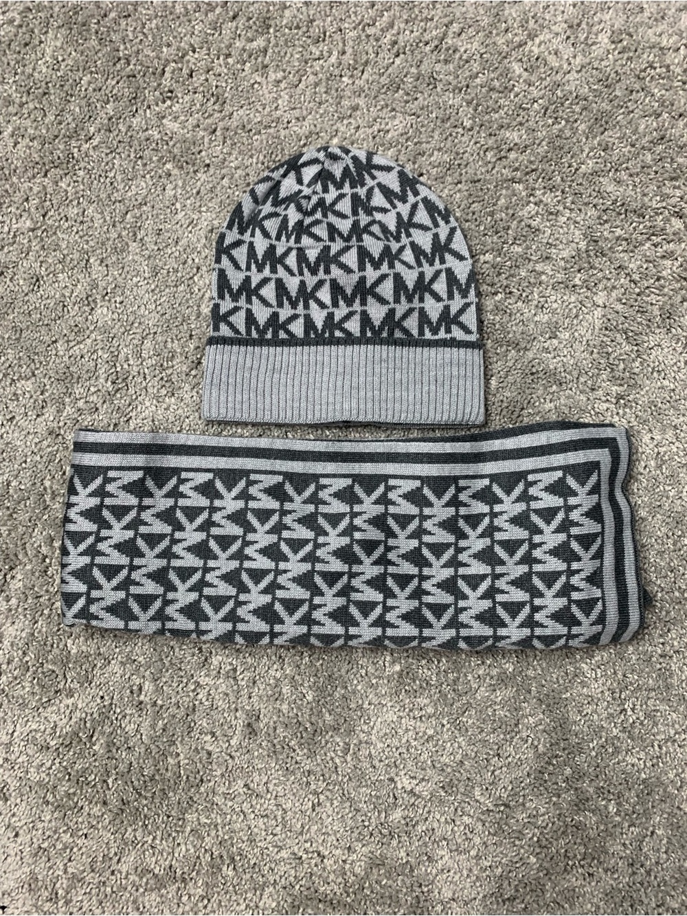 Michael Kors Gray & Black MK Logo Scarf